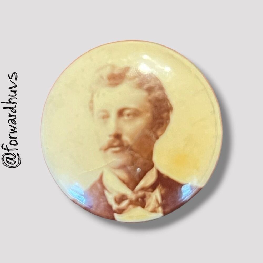 Antique Sepia Portrait Button J.A. Mcallister / Pinlock Button Co. Chicagone View 3